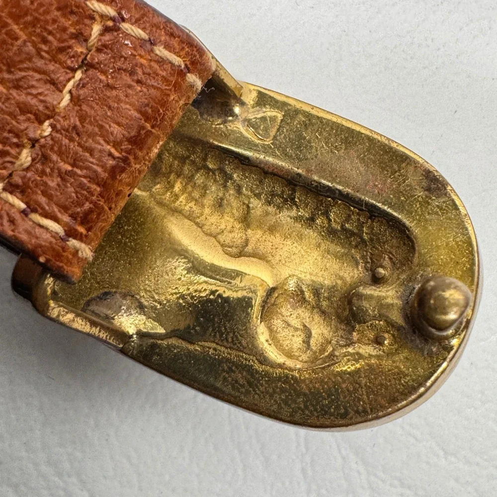 Trafalgar Leather Belt Women 28 Tan Vintage Duck Buckle Preppy Equestrian Hunter